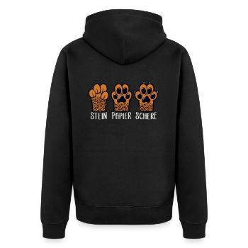 Cat Stone Paper Scissors Paw Game Funny - Unisex Premium Organic Zip Hoodie - black - Back - Nico (187cm)