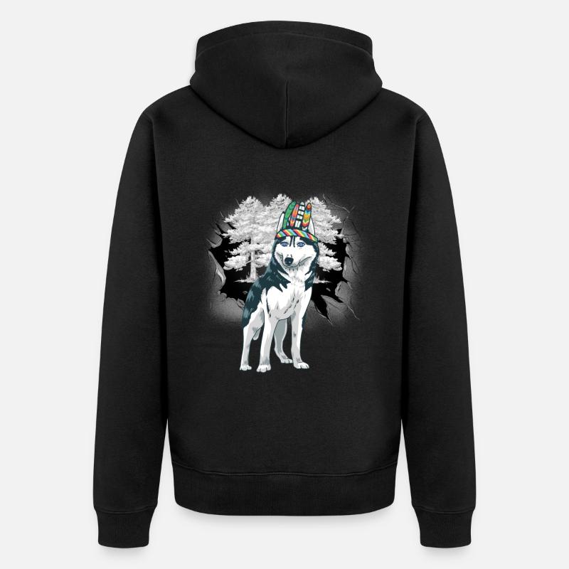 Chamans Husky Chaman Loup Loups - Veste à capuche bio Premium Unisexe - noir