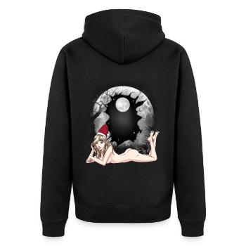 Sexy Weihnachtsmann Nikolaus Troll Xmas Santa - Unisex Premium Bio Zip Hoodie - Schwarz - Hinten - Nico (187cm)