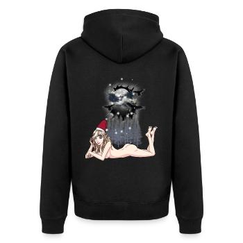 Winter fairy tale troll sexy Santa Claus Santa Claus - Unisex Premium Organic Zip Hoodie - black - Back - Nico (187cm)