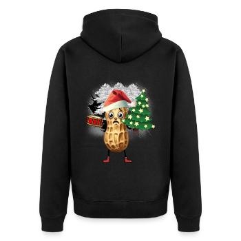Weihnachtsmann Nikolaus Erdnuss Santa Christmas - Unisex Premium Bio Zip Hoodie - Schwarz - Hinten - Nico (187cm)