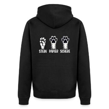 Chat Pierre Papier Ciseaux Patte Jeu Drôle - Veste à capuche bio Premium Unisexe - noir - Dos - Nico (187cm)