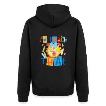 Sekretärin Für Anwesenheit I'd Track That - Unisex Premium Bio Zip Hoodie - Schwarz - Hinten - Nico (187cm)