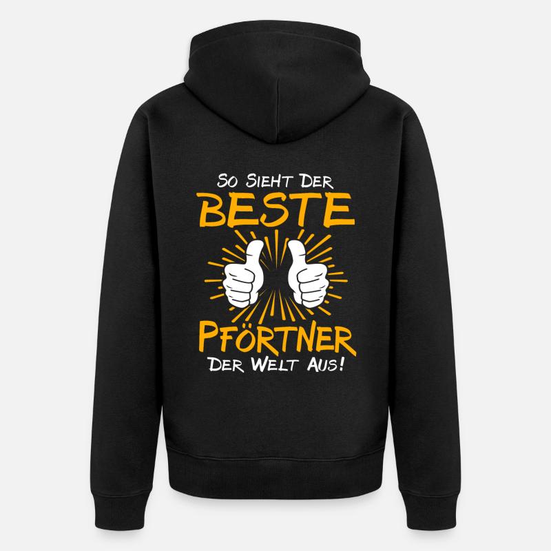 Pförtner Geschenkidee - Unisex Premium Bio Zip Hoodie - Schwarz