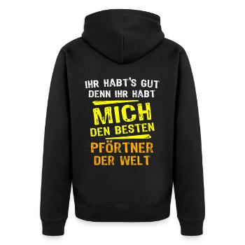 Gatekeeper Gift - Unisex Premium Organic Zip Hoodie - black - Back - Nico (187cm)