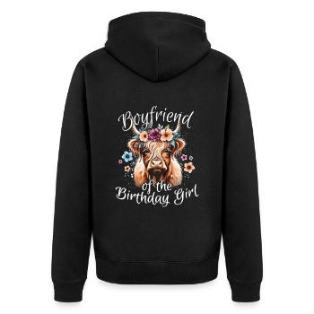 Boyfriend Of The Birthday Girl - Unisex Premium Bio Zip Hoodie - Schwarz - Hinten - Nico (187cm)