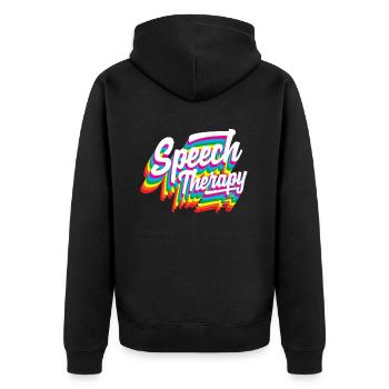 Sprachtherapeut Regenbogen Design - Unisex Premium Bio Zip Hoodie - Schwarz - Hinten - Nico (187cm)