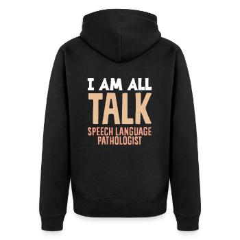 Speech therapist I'm ready to talk - Unisex Premium Organic Zip Hoodie - black - Back - Nico (187cm)