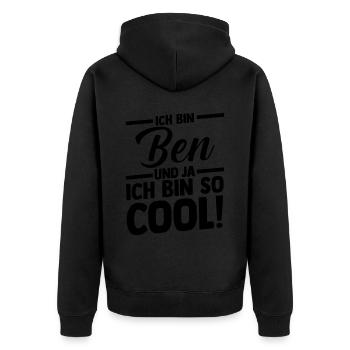 Vorname Ben - Unisex Premium Bio Zip Hoodie - Schwarz - Hinten - Nico (187cm)