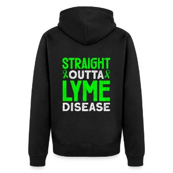 Wear Green Lyme Disease Awareness - Unisex Premium Organic Zip Hoodie - black - Back - Nico (187cm)
