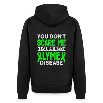 Wear Green Lyme Disease Awareness - Unisex Premium Organic Zip Hoodie - black - Back - Nico (187cm)
