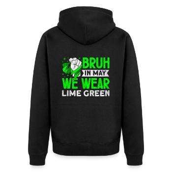 Wear Green Lyme Disease Awareness - Unisex Premium Organic Zip Hoodie - black - Back - Nico (187cm)