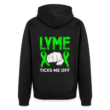 Wear Green Lyme Disease Awareness - Unisex Premium Organic Zip Hoodie - black - Back - Nico (187cm)
