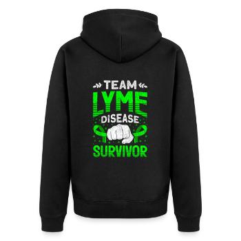 Wear Green Lyme Disease Awareness - Unisex Premium Organic Zip Hoodie - black - Back - Nico (187cm)