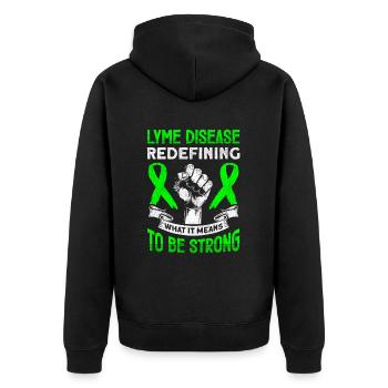 Wear Green Lyme Disease Awareness - Unisex Premium Organic Zip Hoodie - black - Back - Nico (187cm)