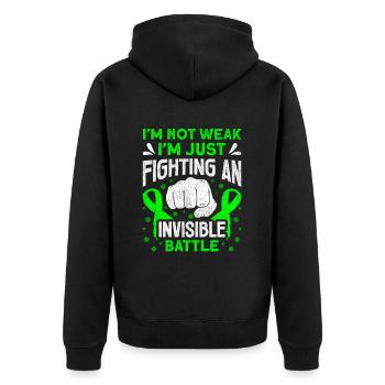 Wear Green Lyme Disease Awareness - Unisex Premium Organic Zip Hoodie - black - Back - Nico (187cm)