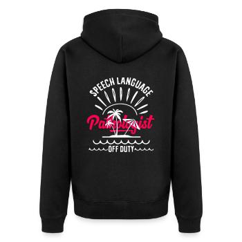 Sprachtherapeut Im Dienstfrei Modus Paradies - Unisex Premium Bio Zip Hoodie - Schwarz - Hinten - Nico (187cm)
