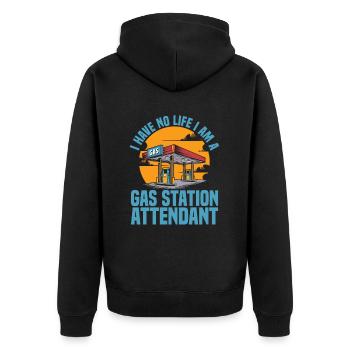 Pump attendant - Unisex Premium Organic Zip Hoodie - black - Back - Nico (187cm)