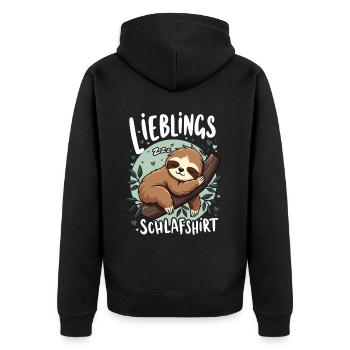 Chemise de nuit préférée Lève-tard Morning Grouches - Veste à capuche bio Premium Unisexe - noir - Dos - Nico (187cm)