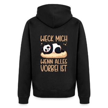 Weck Mich Wenn Alles Vorbei Ist / Langschläfer - Unisex Premium Bio Zip Hoodie - Schwarz - Hinten - Nico (187cm)