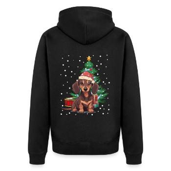 Teckel Noël Père Noël Père Noël Chien Chiens - Veste à capuche bio Premium Unisexe - noir - Dos - Nico (187cm)