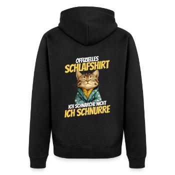 Official Sleep Shirt - Cute Cat in Hoodie - Unisex Premium Organic Zip Hoodie - black - Back - Nico (187cm)