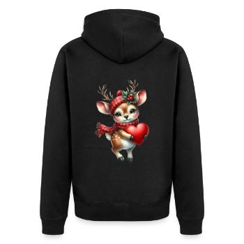 Renne mignon avec cœur pour la période de Noël - Veste à capuche bio Premium Unisexe - noir - Dos - Nico (187cm)