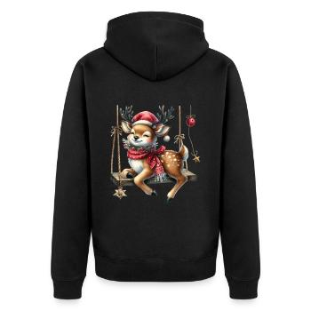 Renne joyeux avec un chapeau de Père Noël - Veste à capuche bio Premium Unisexe - noir - Dos - Nico (187cm)