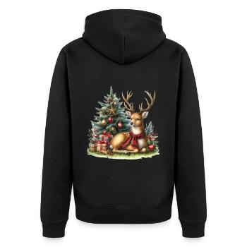 Festliche Weihnachtsstimmung Mit Hirsch - Unisex Premium Bio Zip Hoodie - Schwarz - Hinten - Nico (187cm)