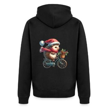 Hérisson mignon avec chapeau de père Noël à vélo - Veste à capuche bio Premium Unisexe - noir - Dos - Nico (187cm)