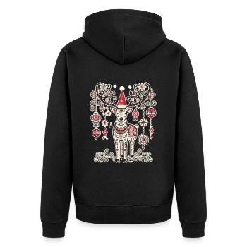 Noël Vintage Renne Magie - Veste à capuche bio Premium Unisexe - noir - Dos - Nico (187cm)