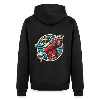 Golf Playing Santa Claus Retro Style - Unisex Premium Organic Zip Hoodie - black - Back - Nico (187cm)