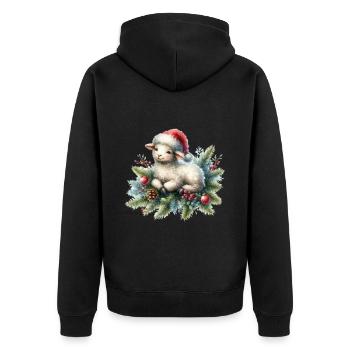 Mignon mouton de Noël avec des branches de sapin - Veste à capuche bio Premium Unisexe - noir - Dos - Nico (187cm)