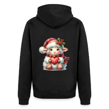 Mignon mouton de Noël avec coeur - Veste à capuche bio Premium Unisexe - noir - Dos - Nico (187cm)