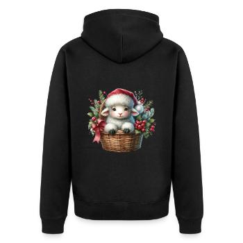 Weihnachtliches Lamm im Korb - Unisex Premium Bio Zip Hoodie - Schwarz - Hinten - Nico (187cm)