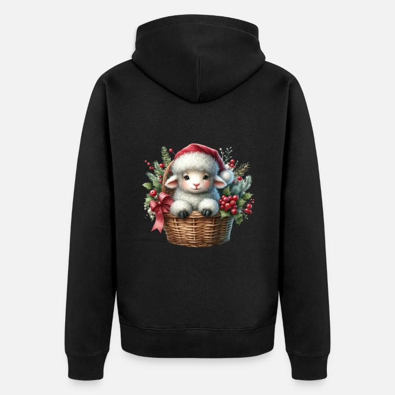 Agneau de Noël dans un panier - Veste à capuche bio Premium Unisexe - noir