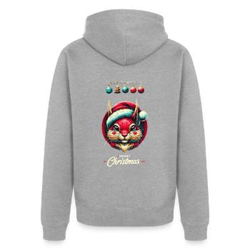 Fröhliche Weihnachten Eichhörnchen Motiv - Unisex Premium Bio Zip Hoodie - Grau meliert - Hinten - Nico (187cm)