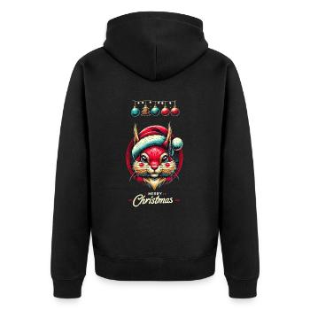 Merry Christmas Squirrel Motif - Unisex Premium Organic Zip Hoodie - black - Back - Nico (187cm)