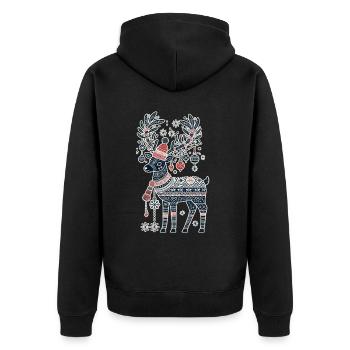 Christmas reindeer magic in the - Unisex Premium Organic Zip Hoodie - black - Back - Nico (187cm)