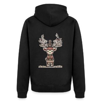 Christmas reindeer magic for festives - Unisex Premium Organic Zip Hoodie - black - Back - Nico (187cm)