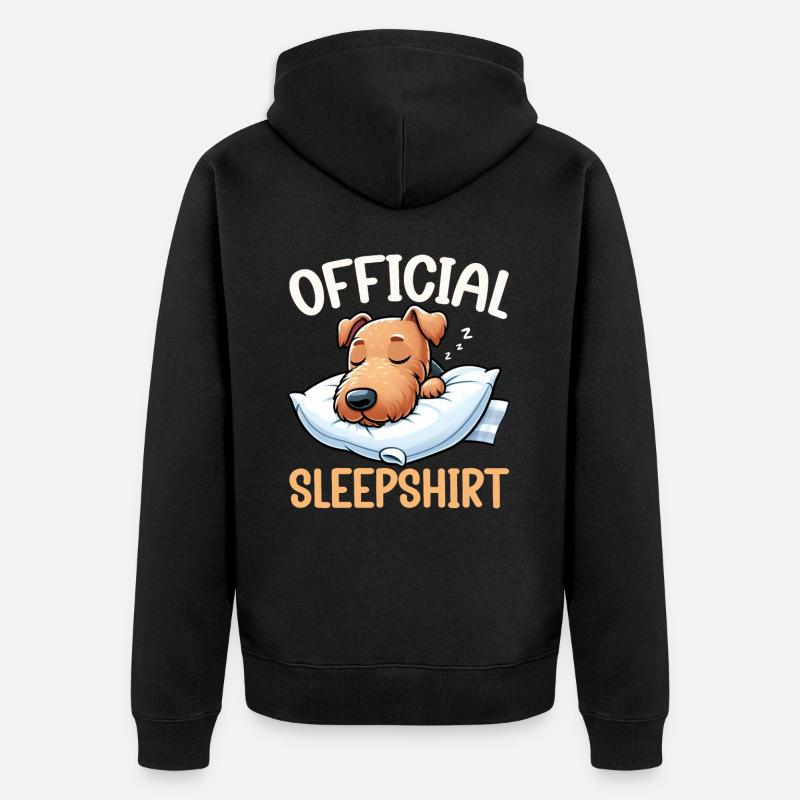 Official Airedale Terrier Sleeping House - Unisex Premium Organic Zip Hoodie - black