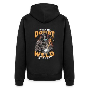 Welder When In Doubt Weld It Out - Unisex Premium Organic Zip Hoodie - black - Back - Nico (187cm)