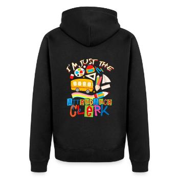 Sekretärin Für Anwesenheit Attendance Clerk - Unisex Premium Bio Zip Hoodie - Schwarz - Hinten - Nico (187cm)
