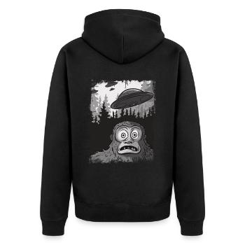 Drôle Gorille OVNI Trucs étranges Mème - Veste à capuche bio Premium Unisexe - noir - Dos - Nico (187cm)