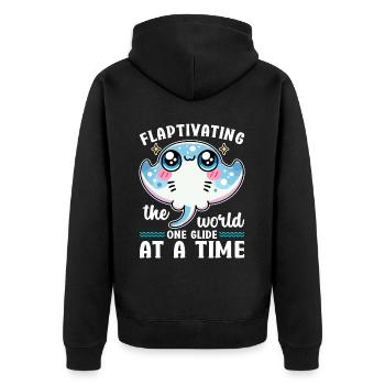Manta Rays Great Manta Sea Creatures - Unisex Premium Organic Zip Hoodie - black - Back - Nico (187cm)