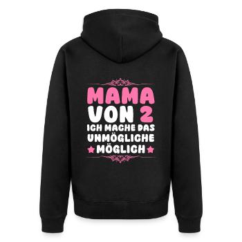 Mom of 2 children - Unisex Premium Organic Zip Hoodie - black - Back - Nico (187cm)