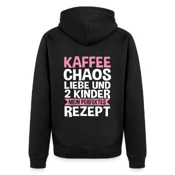 Mom of 2 children - Unisex Premium Organic Zip Hoodie - black - Back - Nico (187cm)