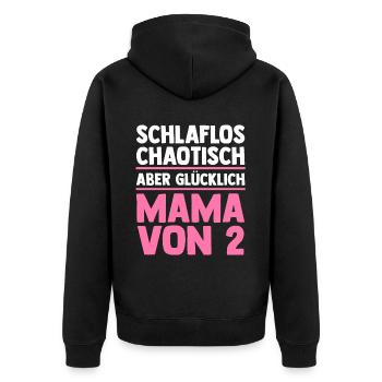 Mom of 2 children - Unisex Premium Organic Zip Hoodie - black - Back - Nico (187cm)