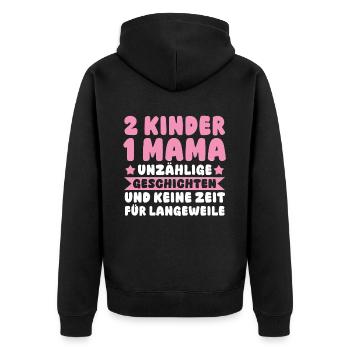 Mama Von 2 Kindern - Unisex Premium Bio Zip Hoodie - Schwarz - Hinten - Nico (187cm)