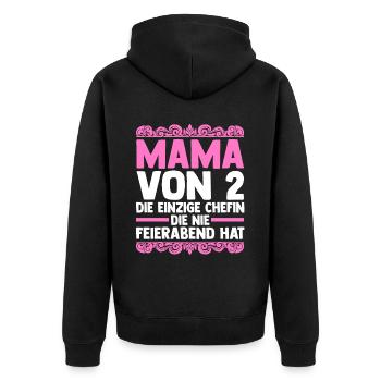 Mama Von 2 Kindern - Unisex Premium Bio Zip Hoodie - Schwarz - Hinten - Nico (187cm)